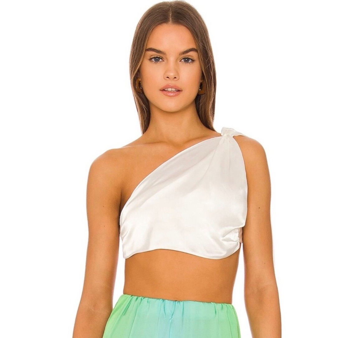 Nwt Boabab Marea White Satin One Shoulder Crop Top L Bridal Bachelorette Resort
